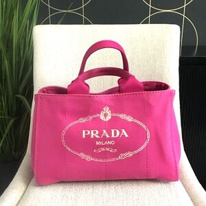 Authentic PRADA Canapa tote bag pink canvas